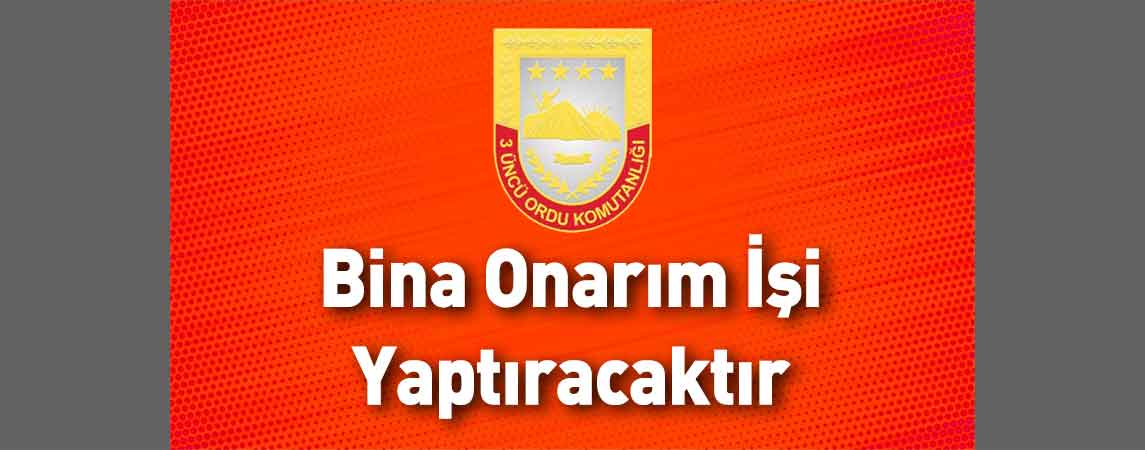 Erzincan 3'üncü Ordu Komutanlığı Bina Onarım İşi Yaptıracaktır