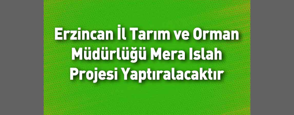 Erzincan İl Tarım ve Orman Müdürlüğü Mera Islah Projesi Yaptıralacak