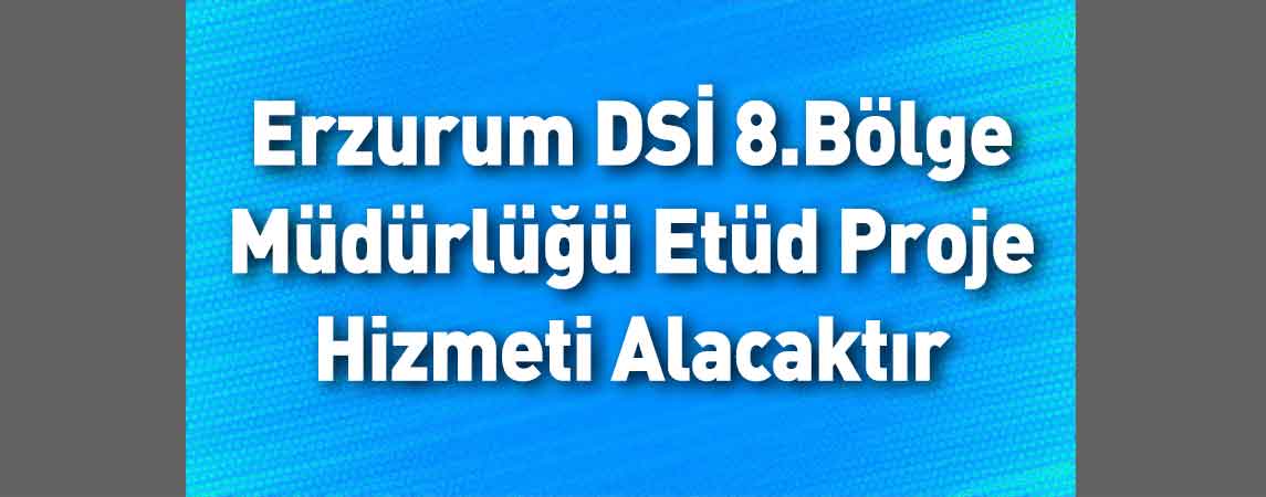 Erzurum DSİ 8.Bölge Müdürlüğü Etüd Proje Hizmeti Alacaktır